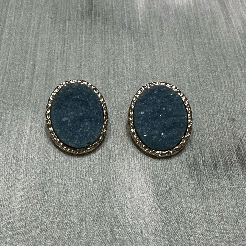 Blue Oval Earrings